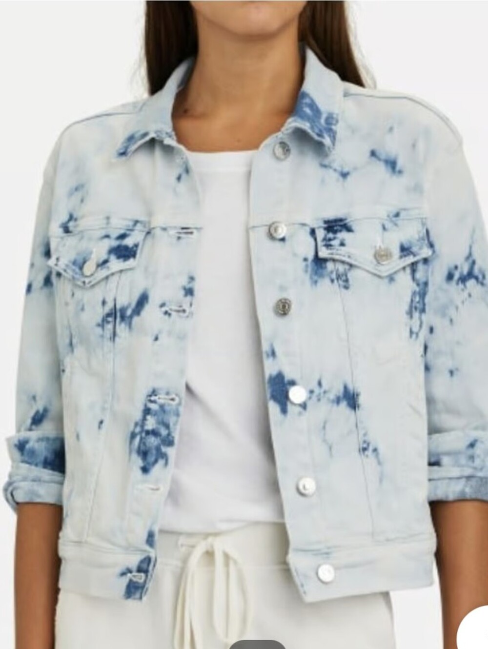 Veronica Beard Kinley Light Blue and Navy Tie-Dye Denim Jacket